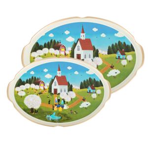 레벤호프 웨딩 타원 쟁반 2P 세트 고급트레이 엔틱 빈티지 카페트레이