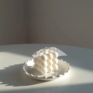 화이트 물방울 캔들받침 홀더 촛대