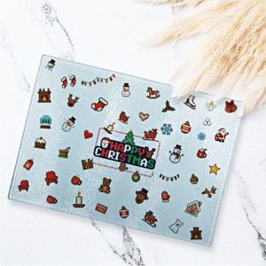 크리스마스 선물 재미있는 픽셀 시리즈 항균 플레이팅 강화 유리 도마(소/대)
