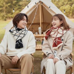 남녀공용 니트 머플러 겨울 보온 캐주얼 정장 데일리 양면 다이아 목도리