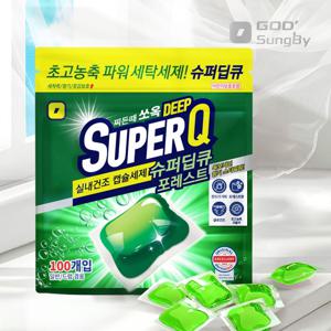 슈퍼딥큐 고농축 캡슐세제 포레스트 100개입 대용량 실내건조 드럼 일반 겸용