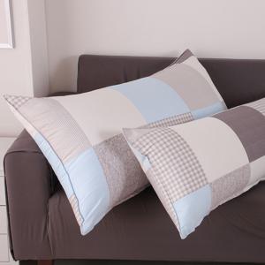 트윌 체크 퀼팅 긴베개 누빔 직등쿠션커버 60x110