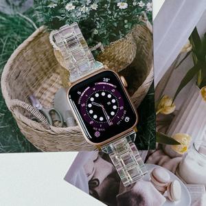 애플워치 9 8 7 6 호환 SE 2 오로라 투명 아크릴 스트랩 시계줄 밴드