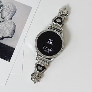 세트구성 피치 하트 브레이슬릿 갤럭시 워치 7 6 5 4  큐빅 메탈 스트랩 두줄큐빅케이스