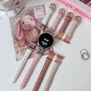 갤럭시워치 7 6 5 4 리본 큐빅 발레코어 레더 클래식 FE 여성 가죽 밴드 시계줄