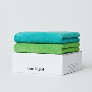 선물포장 솜 미니바스 타월 2P - 라군 블루+그라스 그린