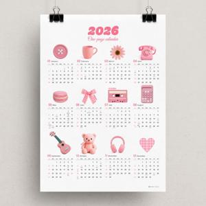 2026년 오브제 디자인 달력 포스터 벽걸이 캘린더 한장 세로형 A3 로고 인쇄 판촉물