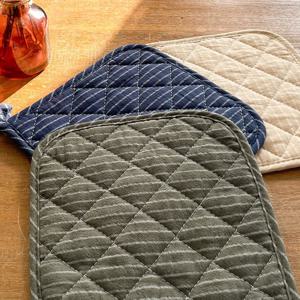 [1+1] 스트라이프 면 냄비받침대 (총2P) 네이비/베이지/그린