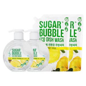 슈가버블 주방세제 레몬크러쉬 470ml x2 + 1.2L x2