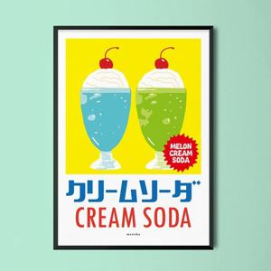 크림 소다 M 디자인 포스터 레트로 카페