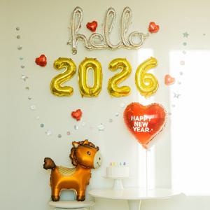 Hello 2026 풍선 헬로우 레드홀스 신년 연말 새해풍선 파티세트