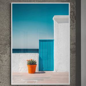 바다와 만나는 순간 알루미늄액자 꽃과 바다가 만난 지중해 풍경 포스터 그림액자