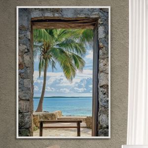 휴식이 머무는곳 알루미늄액자 야자수와 바다가 만난 지중해 풍경 포스터 그림액자