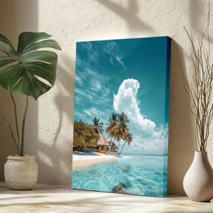 꿈꾸는 바다 캔버스액자 알루미늄액자 야자수와 바다가 만난 지중해 풍경 포스터 그림액자