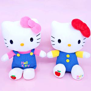 산리오 헬로키티 인형 큰 대형 애착 인테리어 소품 굿즈 데님 핑크리본 레드리본 25cm