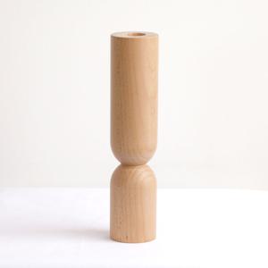 내추럴 빈티지 우드 촛대 오브제 - 실린더 라운드 비대칭