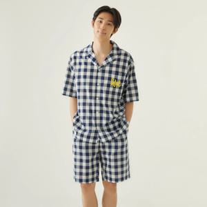남 LOVE_50수 코튼 빅체크 반팔 파자마 셔츠