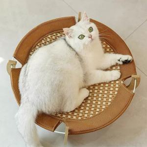 [해외]고양이해먹 냉감패드 돗자리 라탄 패드 해먹 집 시원한 사계절 방석 고양이 집