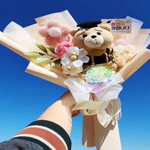 학사모테드 인형꽃다발 간식 킨더조이 사탕 홀로그램장미 졸업 입학 남아 초등학교 중등 고등