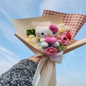 헬로키티 인형꽃다발 산리오 고양이 간식 킨더조이 사탕 졸업 학예회 유치원 수료 재롱잔치