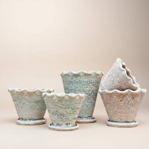 프로방스 빈티지 셔링 인테리어 화분(받침대 세트)