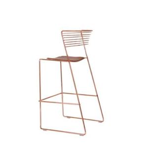 유니크 로즈골드 스틸 둥근등받이 가죽방석 바체어500