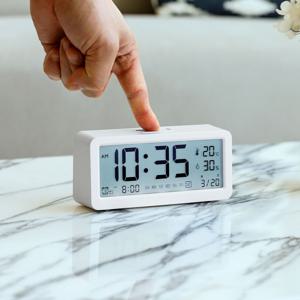 무선 이지라이프 올인원 LCD 디지털 알람 온습도 탁상시계, 화이트 OT1645DW