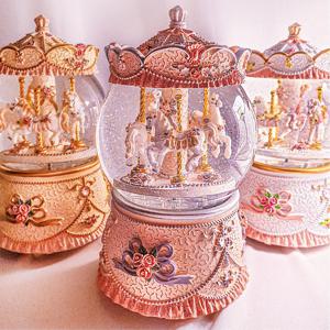 회전목마 워터볼 무드등 LED 스노우볼 워터볼 태엽 크리스마스 오르골 유니콘 선물