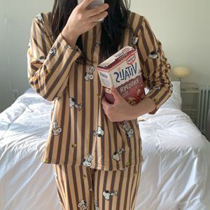 스누피잠옷 피치기모 겨울파자마 커플잠옷 극세사 여성실내복 파자마파티