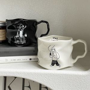 [해외] 빈티지 앤틱 커플 세라믹 머그컵 홈카페 커피잔 라떼잔 도자기컵 2colors