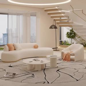 거실 라운지 곡선 패브릭 와이드 쇼파 인테리어 소파 라운드 디자인 STS-385