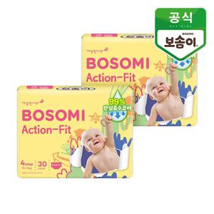 보솜이 액션핏 남녀공용 팬티형 기저귀 대형 30개입 2개