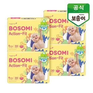 보솜이 액션핏 남녀공용 팬티형 기저귀 대형 30개입 4개