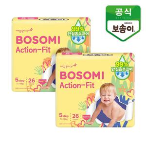 보솜이 액션핏 남녀공용 팬티형 기저귀 특대형 26개입 2개