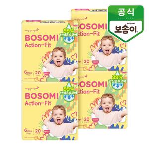보솜이 액션핏 남녀공용 팬티형 기저귀 점보 20개입 4개