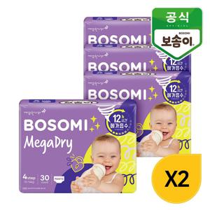 보솜이 메가드라이 남녀공용 팬티형 기저귀 대형 30개입 4개