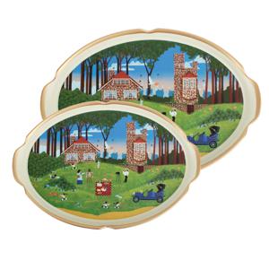 레벤호프 피크닉 타원 쟁반 2P 세트 고급트레이 엔틱 빈티지 카페트레이