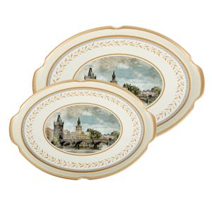 레벤호프 브릿지 타원 쟁반 2P 세트 고급트레이 엔틱 빈티지 카페트레이