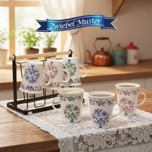 Blue&Red&Green 로얄 우드 핸들 스탠드 트리머그 6p세트