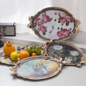 엔틱 리본 쟁반 2P 세트 고급트레이 엔틱 빈티지 카페트레이