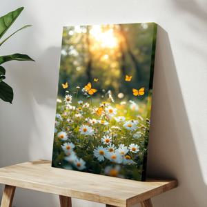 나비와 데이지 캔버스액자 알루미늄액자 감성 인테리어 핑크 블루 봄꽃 포스터