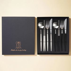 보겐 에펠 커트러리 수저세트 8P 샤틴(블랙,화이트) 2인 선물세트