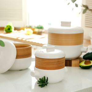 화이트 멀티 세라믹 팟 + 찜기 세트 전골냄비 대나무 만능찜기 만두 오뎅 수육