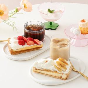 [해외] 플럼프 유리 커피잔 플레이트 포크 세트