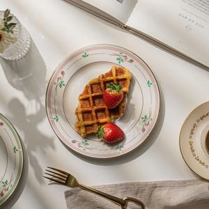 레드 림 플라워 접시 플레이트 20cm