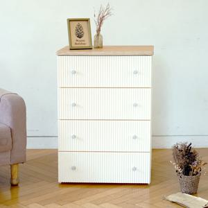 보니 템바보드 우드상판 서랍장 4단 엠보 스타일 플라스틱 수납 정리함 (화이트/그레이)