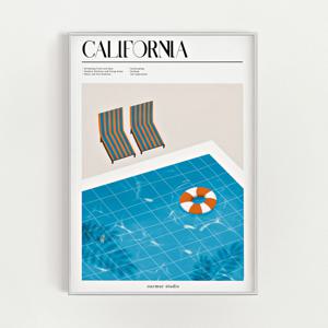 수영장 일러스트 그림 인테리어 아트 포스터