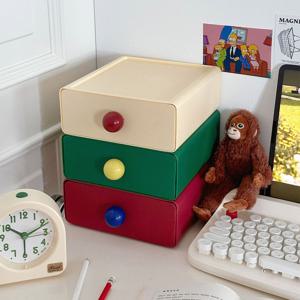 쌓아 쓰는 봉봉 컬러 미니서랍 3개세트 데스크 오거나이저 화장대 정리