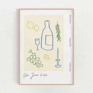 여름 청포도 와인 감성 프렌치 빈티지 인테리어 그림 액자 포스터