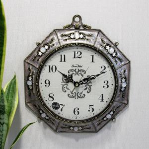 무소음 팔각형 신주도금 주물 벽시계 HCA-547G